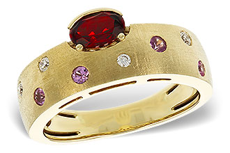 E338-24883: LDS RG .58 MULTI CLR (GAR & PINK SAPP) .66 TGW